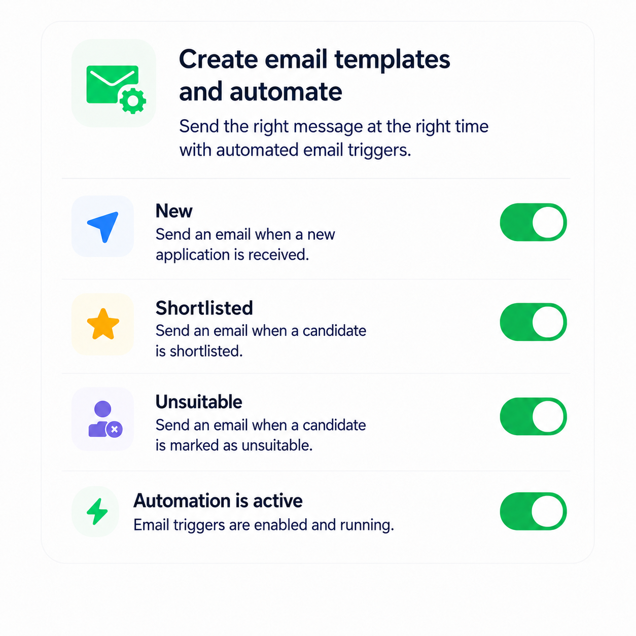 Career Poster email templates and automated candidate email triggers