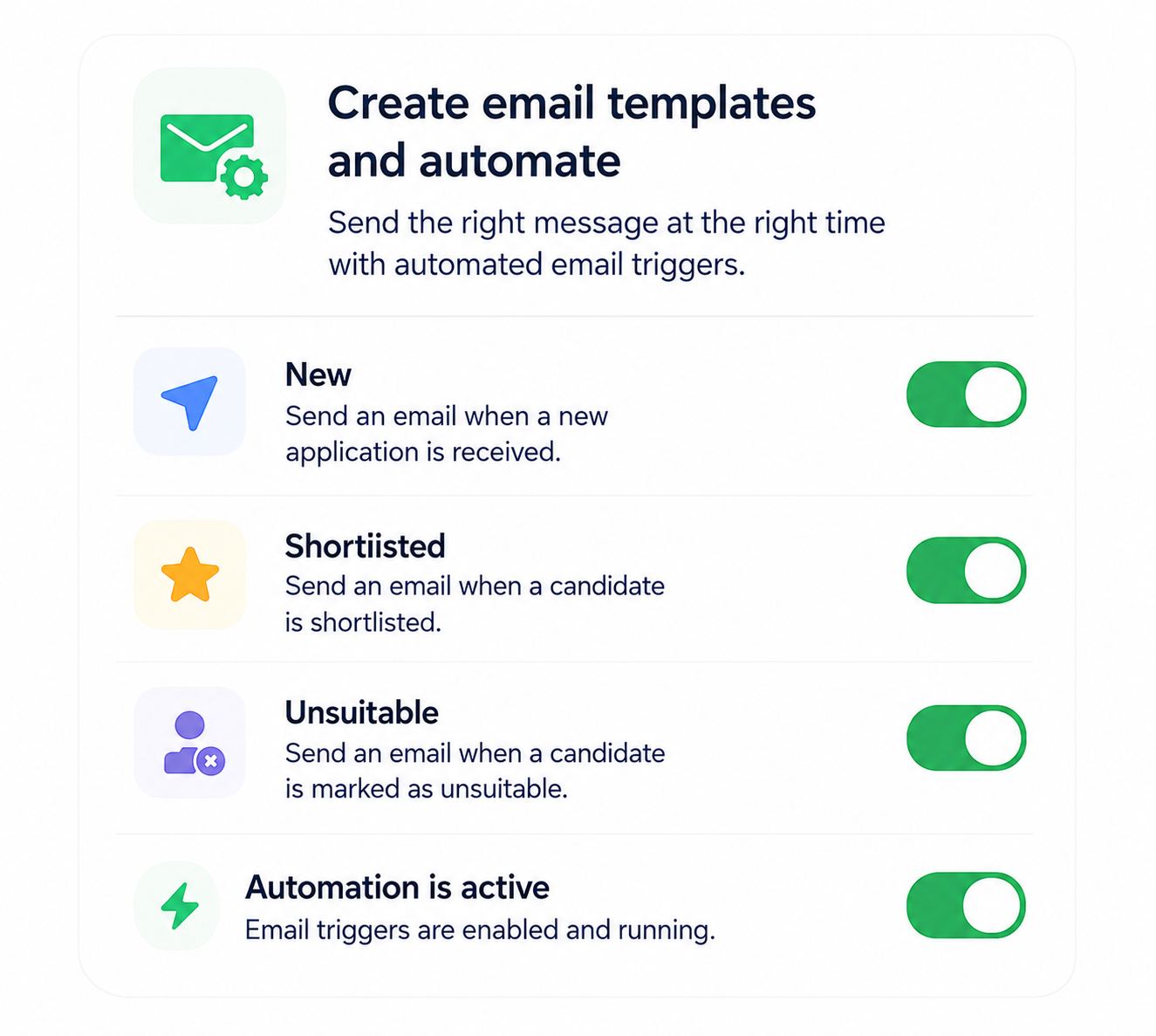 Career Poster email templates and automated candidate email triggers
